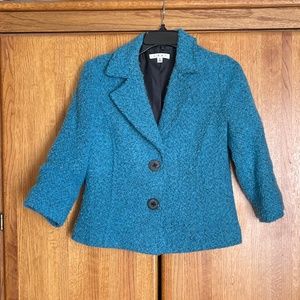 CAbi Wool Blend Boucle Cropped 3/4 Sleeve Blazer Size 4